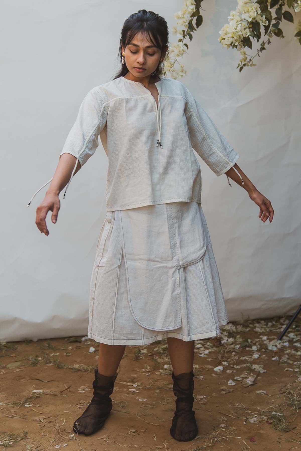 Buy Designer Drawstring Adorn Ruched Top By Lafaani